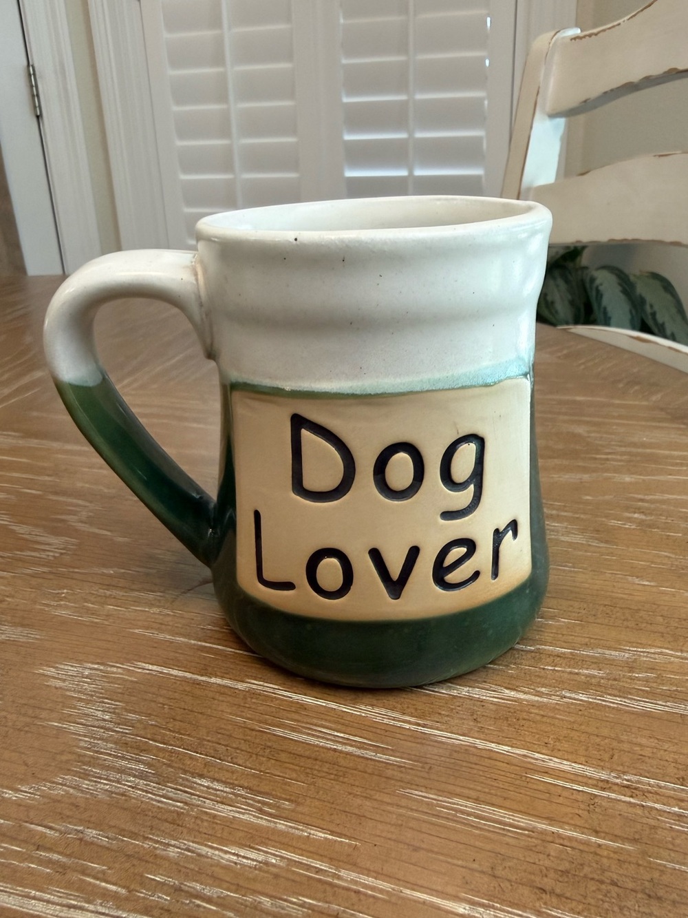 Dog Lover Ceramic large  Mug - Green and Cream